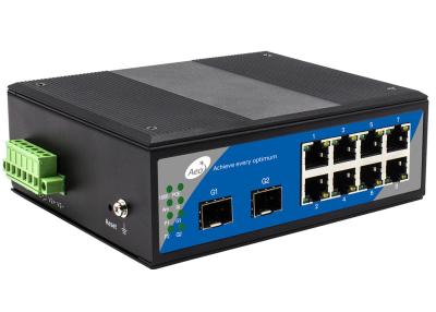 China 10-port Full Gigabit Industrial Unmanaged Switch with 8 RJ45 and 2 SFP Ports for sale