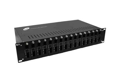 China 2U Rack Mount Media Converter Chassis Dual Power Supply for sale