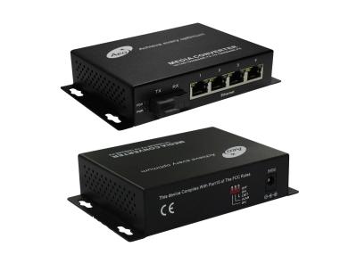 China 60km Optical To Ethernet Media Converter One Fiber Four POE for sale