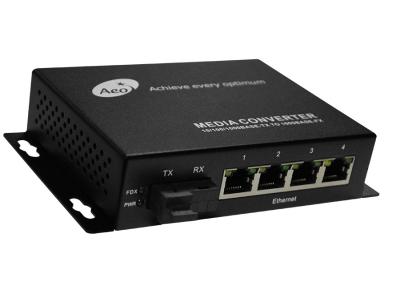 China 4 Port POE Ethernet Media Converter with 1 SC and 4 POE Ports for sale
