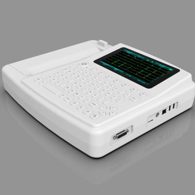 China Touch Screen Full Keyboard Electrocardiogram ECG Machine 12 Channel 12 Lead With Printer for sale