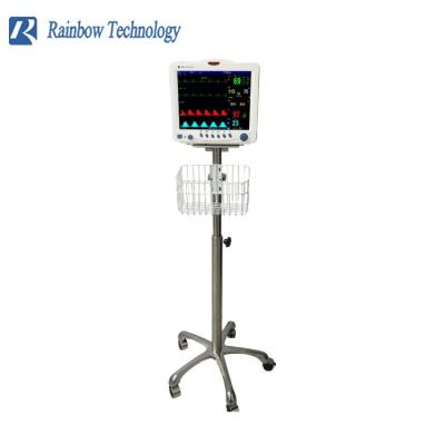 Китай Hospital Medical Monitor Mobile Stand Trolley / Cart Height Adjustable With Basket продается