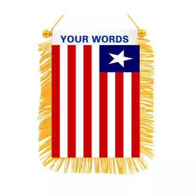China Satin Material Pennant Wall Flag Decoration Mini Fringed Liberia County Flags for sale