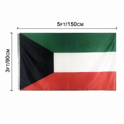 China Factory Hotsale Kuwait Country Flag Digital Printing 100D Polyester 3x5Ft Flag for sale