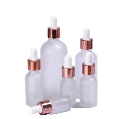 China Rose Gold Frosted Eye Dropper Bottles 3ml 5ml 10ml 15ml for sale
