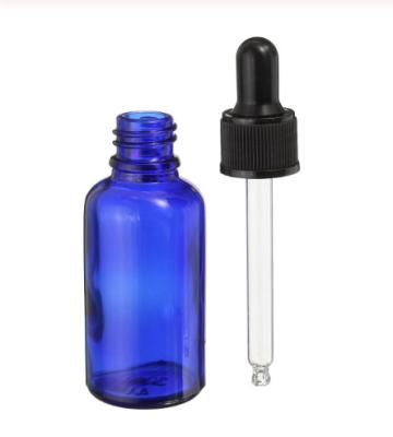 China LinDeer 30ml Blue Glass Dropper Bottles With Black Plastic Cap for sale