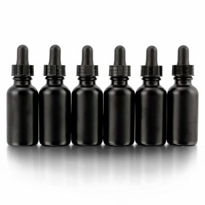 China Cosmetic 30ml Eye Black Glass Bottle With Dropper Non Spill for sale
