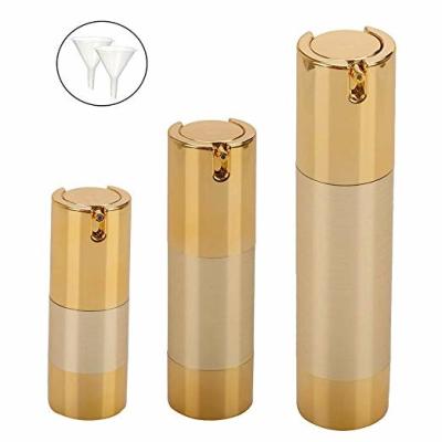China UV Technical Small Gold Airless Pump Bottles 15ml 30ml 50ml for sale