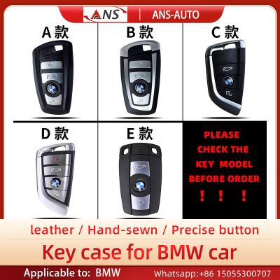 China Shock Resistant BMW Leather Car Key Case With Embossed Logo for sale