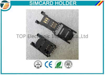 중국 경첩을 단 유형 6 Pin TOP-SIM01-1를 가진 2.54MM 피치 SIM 카드 홀더/SAM 카드 홀더 판매용
