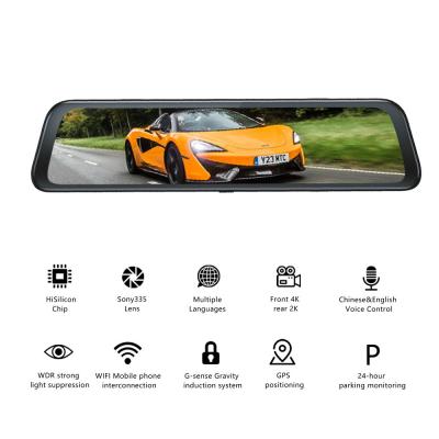 China Rearview Mirror Motion Sensor 4K GPS Dash Cam For Car 12 Inch SONY IMX335 3840x2160P for sale