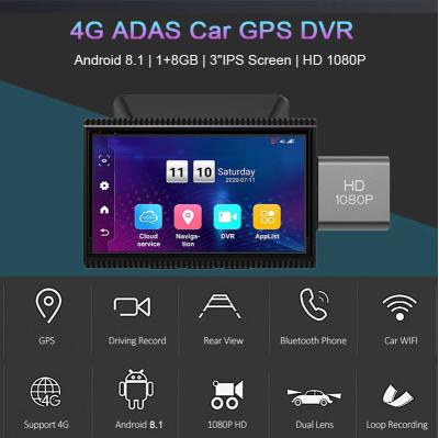 China Android IPS 4G Coche DVR Construido en GPS Navigator WIFI Control remoto Grabadora de video en venta