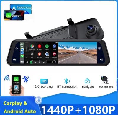 China Espejo de doble lente Dashcam Carplay Cámara inversa Auto Wireless Miracast 2K 12 pulgadas en venta