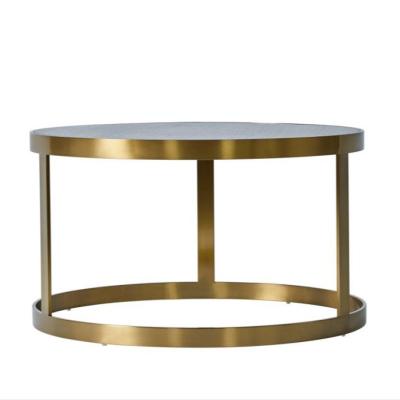 China Stone Top Round Coffee Table With Metal Frame Base for sale