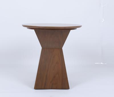 China Luxury Modern Custom Solid Wood Round Table With Cinched Center Squared Base for sale