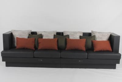 China Black Oak Wood Long Banquette Sofa Sheraton Hotel Luxury Design With Pillows for sale