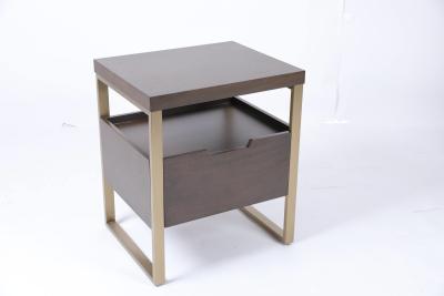 China Custom Night Stand Bedside Table Solid Wood Stainless Steel for sale