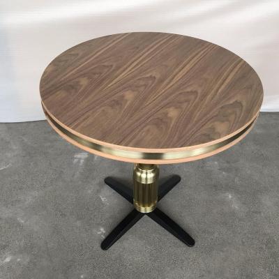 China Walnut Wood Top Metal Base Dining Table Modern for sale