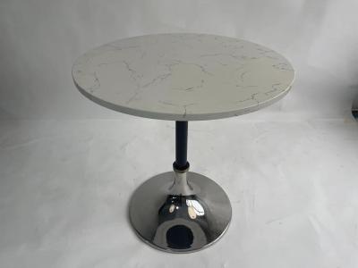 China Space Swan White Marble Top Round Small Cocktail Table With stainless steel Base for sale