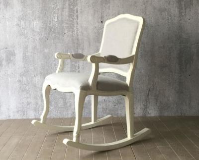 China European Style Wooden Leisure Chair , White High Back Velvet Chair dining for sale