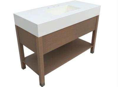 China Coloque solamente la madera contrachapada moderna de los gabinetes de la vanidad del cuarto de baño con madera sólida en venta