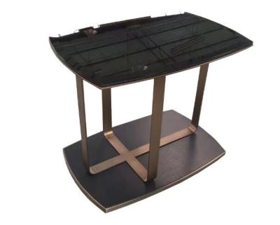 China Tempered Glass Top Metal Frame End Table 10mm Thick For Hotel Modern Style for sale