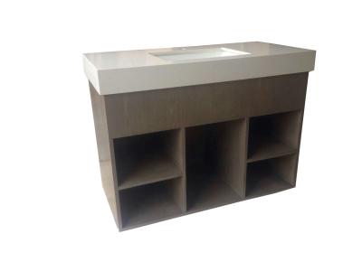 China Custom Open Cube Solid Wood Bathroom Vanities Without Tops White Quartz for sale