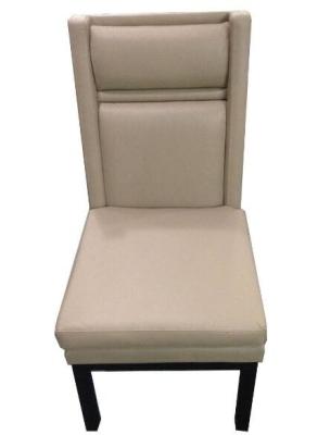 China Leather Beige Color Upholstered Dining Chairs With Black Legs / High Denisty Foam for sale