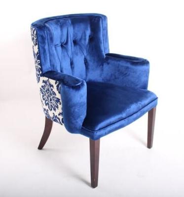 China Blue Velvet Tufted Chair Home Furniture , Wooden Arm Chairs Living Room dining chair for sale