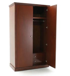 China Free Standing 2 Door Wooden Wardrobe , Solid Wood Wardrobes For Modern Hotel for sale