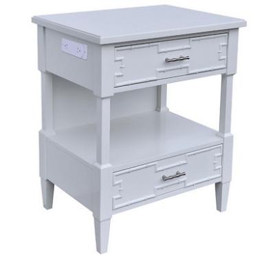 China Custom Two Drawer White Night Tables For Bedroom Soft Closing Glides for sale