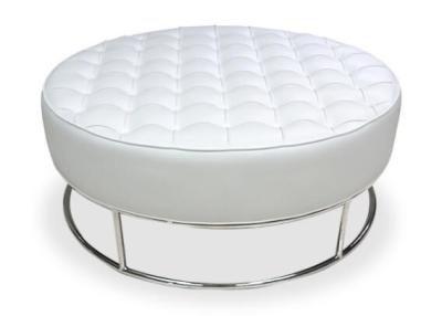 China Round Leather Ottoman Storage Box Stainless Steel Base With Fully Assambled for sale