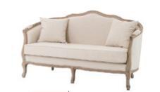 China Sofás franceses beige de la sala de estar del estilo rural, sofá antiguo sólido de la tela de madera de roble en venta