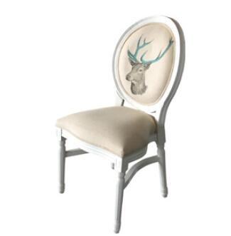 中国 積み重ね可能なフランスの家具の食堂の椅子、リネン生地の純木の食事の椅子 販売のため