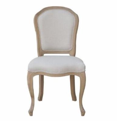 China Antique Light Oak Wood Furniture Dining Room Chairs With Linen Fabric for sale