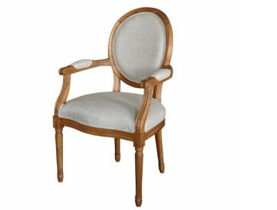 China Franse Antieke Houten Leunstoel het dineren stoel Bekleed voor Slaapkamer, Aangepaste Kleur Te koop