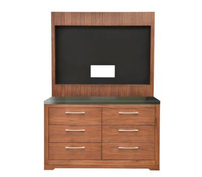 China Hotel wooden dresser with back TV panel / chest / dresser for hotel bedroom furniture for sale