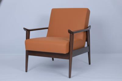 China Vintage Hospitality Lounge Chairs Oak Burnt Orange Arm Chair for sale