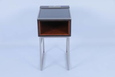China Modern Hotel Bedside Tables Solid Wood Stainless Steel Custom Night Table for sale