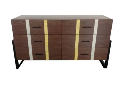 China Black Metal Base Wooden Six Drawer Dresser For Hotel Bedroom Furniture for sale