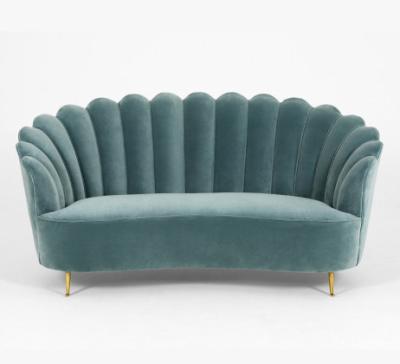 China Wooden Popular Event Furniture Rental Long Back Blue Velvet Fabric Wedding Sofa for sale