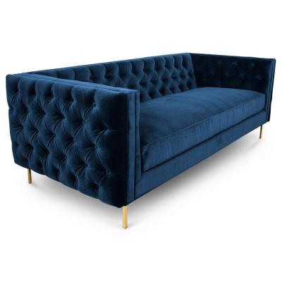 China Golden metal leg new model black velvet fabric  button tufted sofa sets for wedding,living room sofa for sale