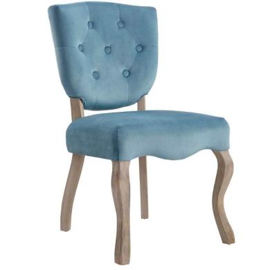China Antique Furniture Dining Room Chairs Button Tufted Blue Color Linen Fabric for sale