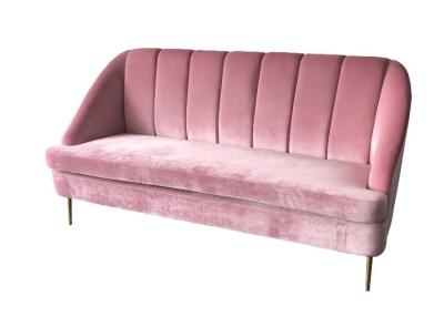 China Pink velvet sofa,velvet  couch fabric upholstery furniture for wedding rental sofa for sale