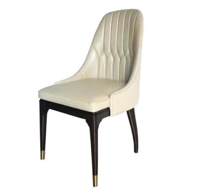 China Custom made beech wood frame leather upholstery dining chair for sale