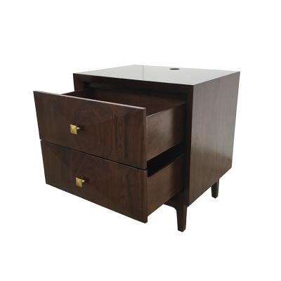 China Brass Handle 2 Drawer Hotel Bedside Tables , Hotel Nightstand Custom Made for sale