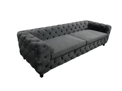 China Black velvet button tufted chesterfield sofa  for living room sofa for sale