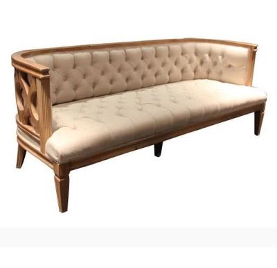 China French antique natural oak wood frame event rental classic wedding chesterfield sofa for sale