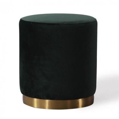 China Black Velvet Pouf Bedroom Ottoman Bench Stainess Steel Gold Metal Stool for sale