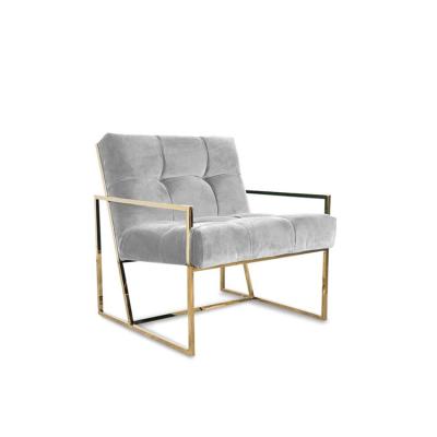 China Cadeira moderna inoxidável dourada do lazer de veludo dos azuis marinhos única com mobília do botão à venda